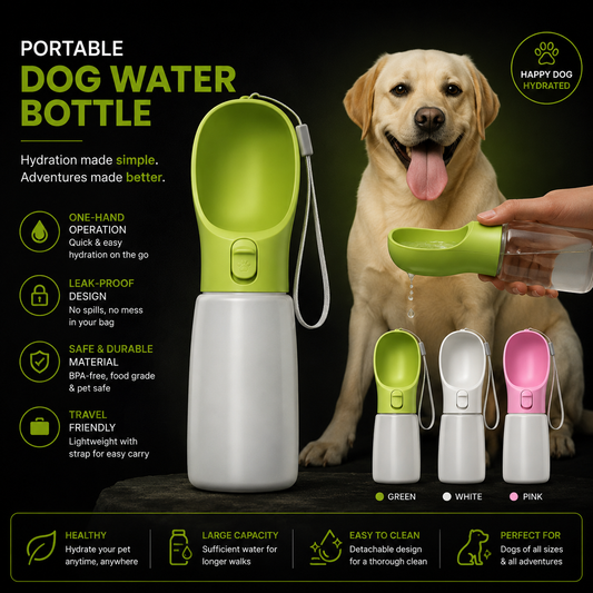 Portable Water Bottle For Pet With Food Tray